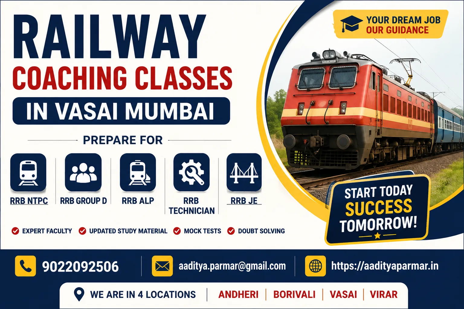 Railway Coaching Classes in Vasai Mumbai | RRB Exam Preparation