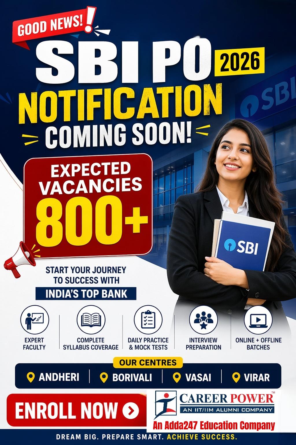 SBI PO 2026 Coaching in Mumbai | 800+ Vacancies Expected | Career Power Adda247