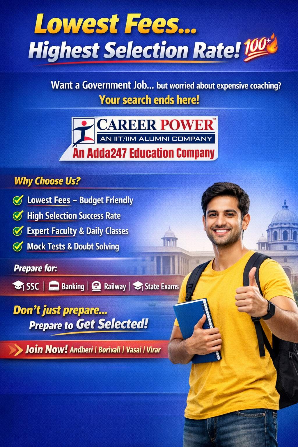 Lowest Fees Government Exam Coaching | Career Power Adda247 Mumbai