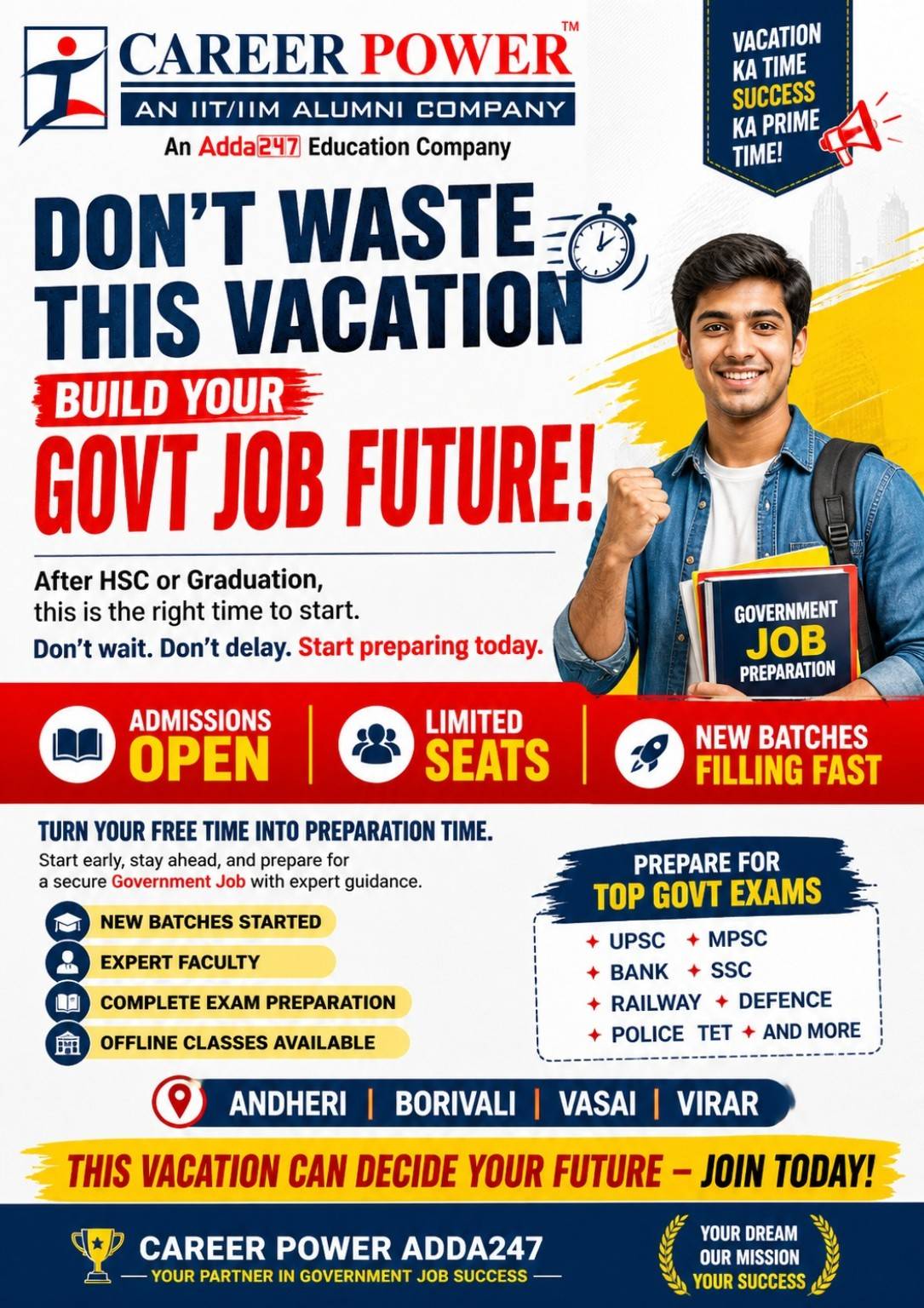 Government Job Coaching Classes | Career Power Adda247 Andheri Borivali Vasai Virar