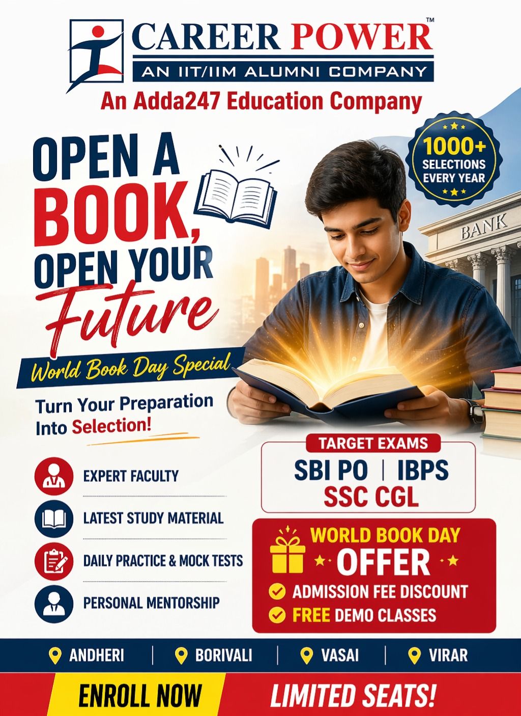 World Book Day Offer | Bank & SSC Coaching – Career Power Adda247
