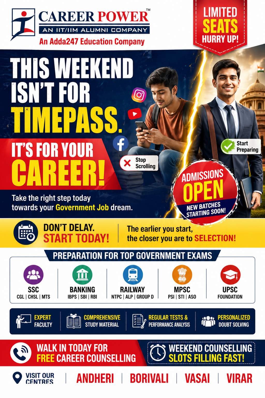 Weekend Career Counselling for Government Exam Preparation | Career Power Adda 247 Andheri Borivali Vasai Virar